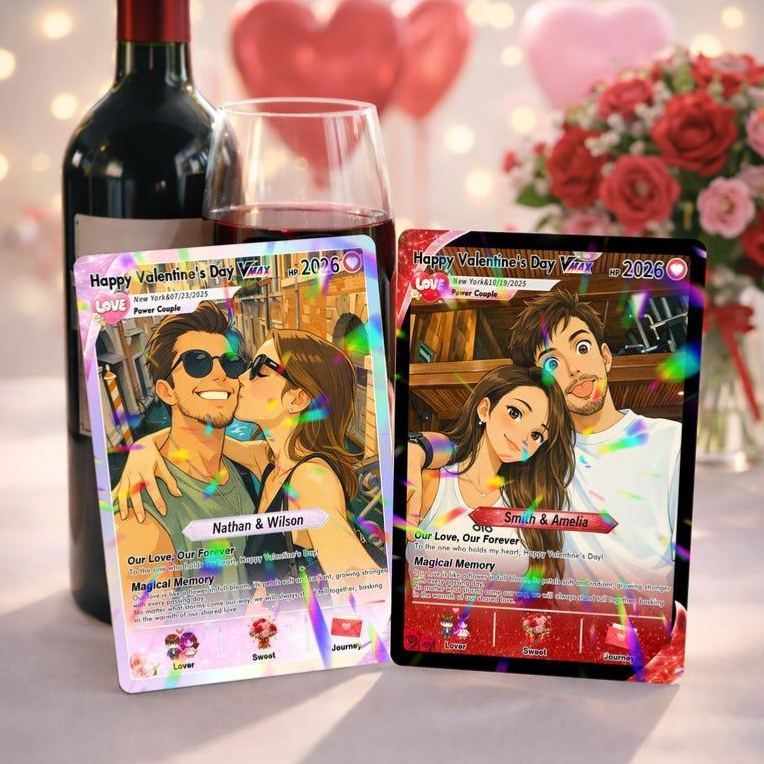 Personalisierte Poke-Valentinstagskarte, Individuelle Foto-Anime-Paarkarte, Hochzeits- Und Jahrestagsgeschenk Für Sie, Ihn, Freundgeschenk - MyFaceSocksDE