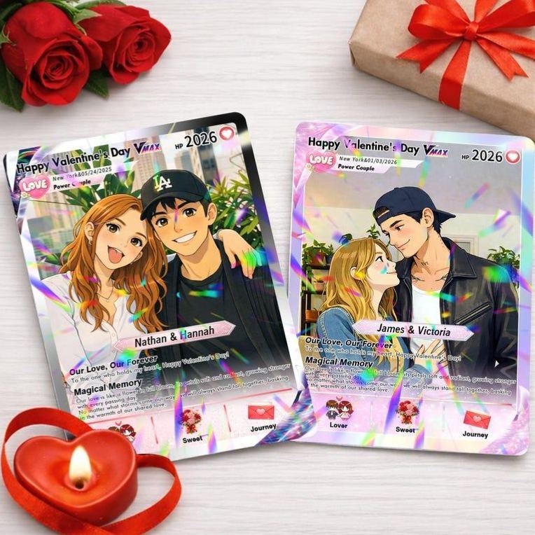Personalisierte Poke-Valentinstagskarte, Individuelle Foto-Anime-Paarkarte, Hochzeits- Und Jahrestagsgeschenk Für Sie, Ihn, Freundgeschenk - MyFaceSocksDE