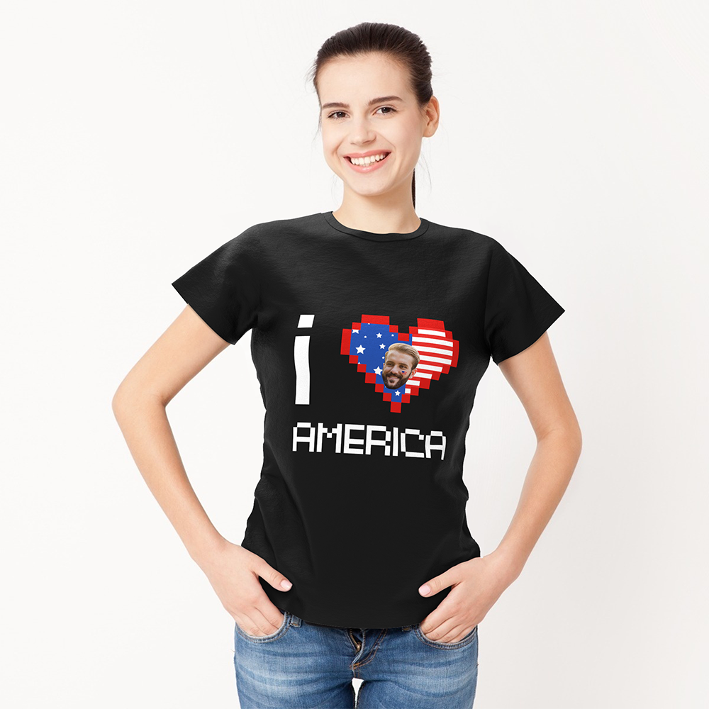Custom Face I Love America T-shirt - facesockseur