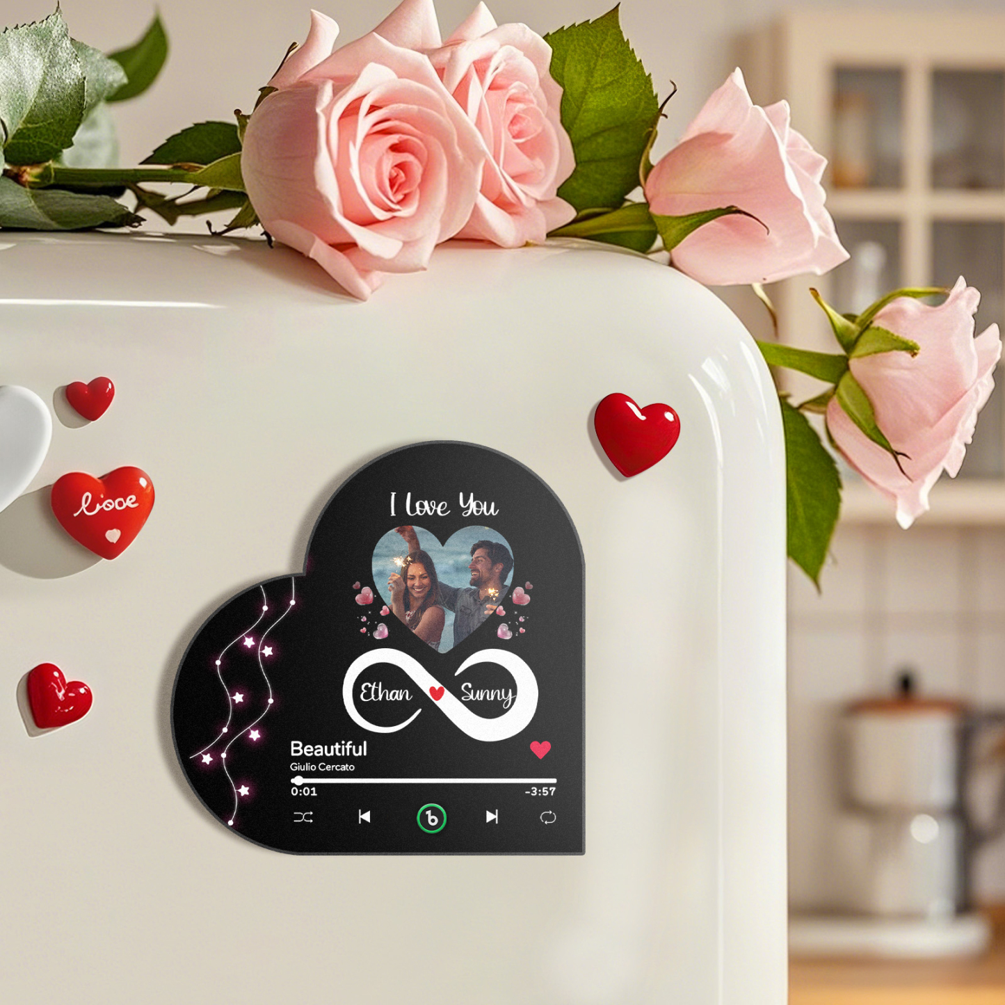 Custom Music Fridge Magnet Custom Heart Frame Album Fridge Magnet Music Wall Photo Sticker