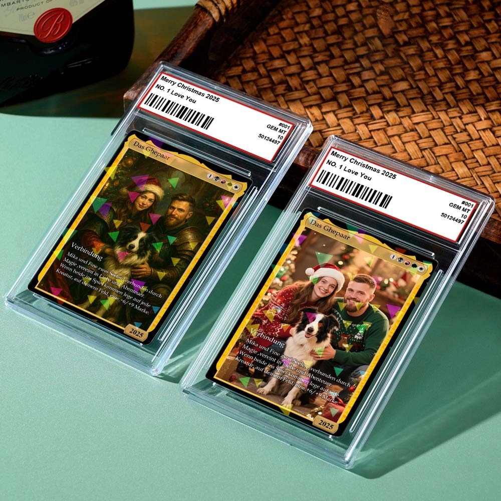 Custom Merry Christmas Trading Card Present for Lover Turn Your Photo into a Unique Collectible Pixel Man Style Card Xmas Gift Idea - myfacesockseu