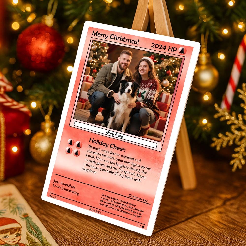 Custom Trading Card Merry Christmas Present for Lover Turn Your Photo into a Unique Collectible Pixel Man Style Card Xmas Gift Idea - myfacesockseu