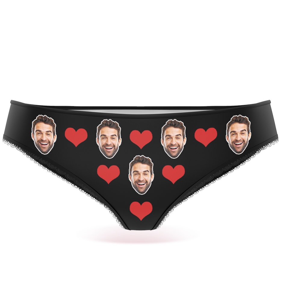 Couple Women's Custom Face Heart Panties Personalized LGBT Gifts - MyFaceSocksEU