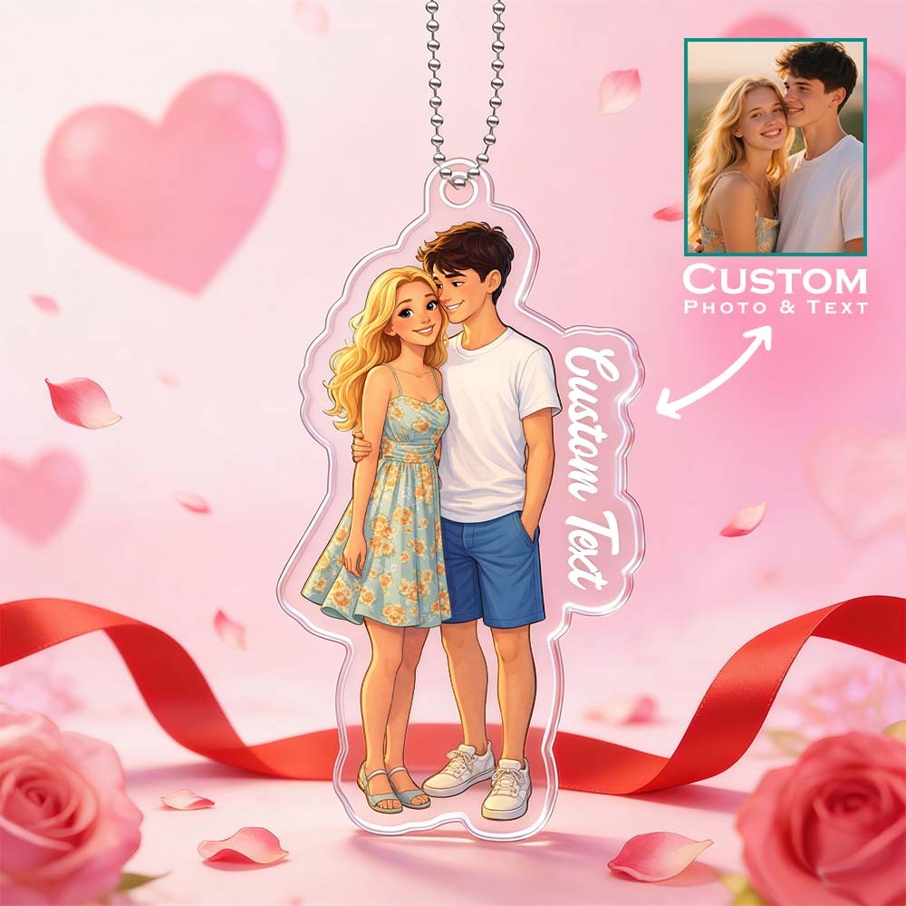 Valentine's Day Gifts Custom Anime Photo Keychain Personalized Acrylic Cartoon Keychain Photo Bag Charm Unique Keepsake Gift For Lover Girlfriend - myfacesockseu