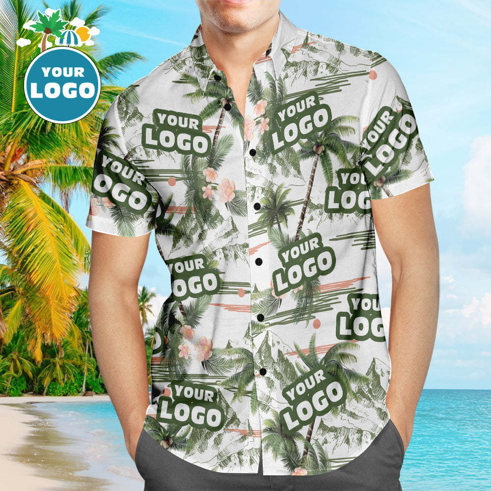 Custom Logo Personalized Hawaiian Shirt All Over Print Coconut Tree - MyFaceSocksEU