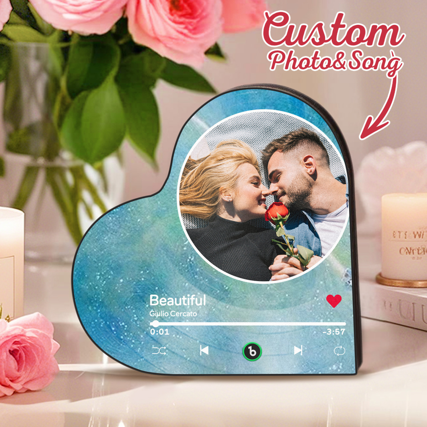 Custom Music Fridge Magnet Custom Heart Frame Album Fridge Magnet Music Wall Photo Sticker