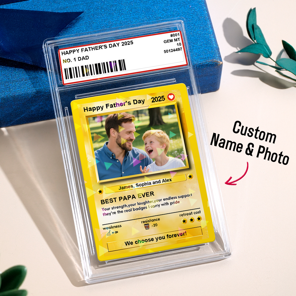 Personalized Father Tie Poke Card Retro Cartoon-Inspired Mini Gift for Dad Photo Text Poke Card - myfacesockseu