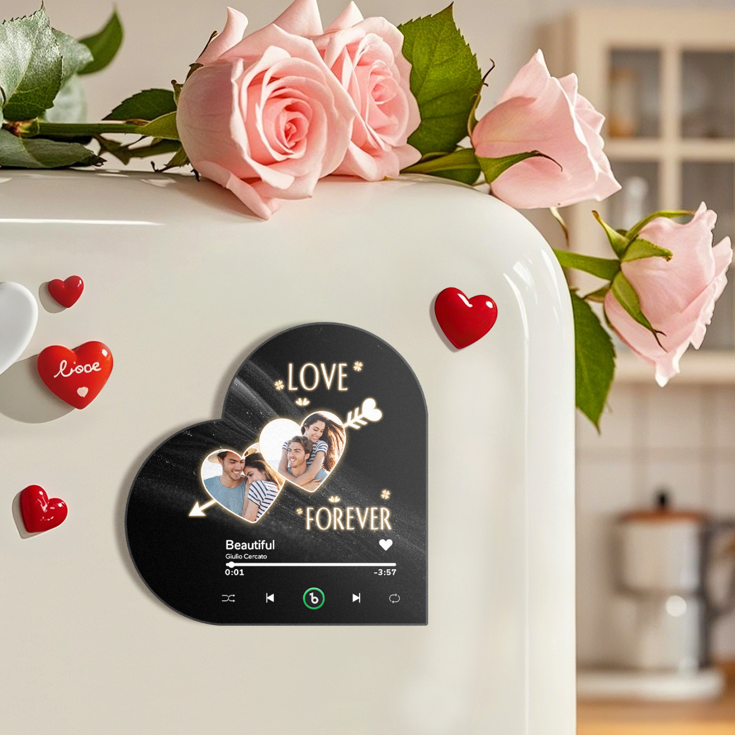 Custom Music Fridge Magnet Custom Heart Frame Album Fridge Magnet Music Wall Photo Sticker