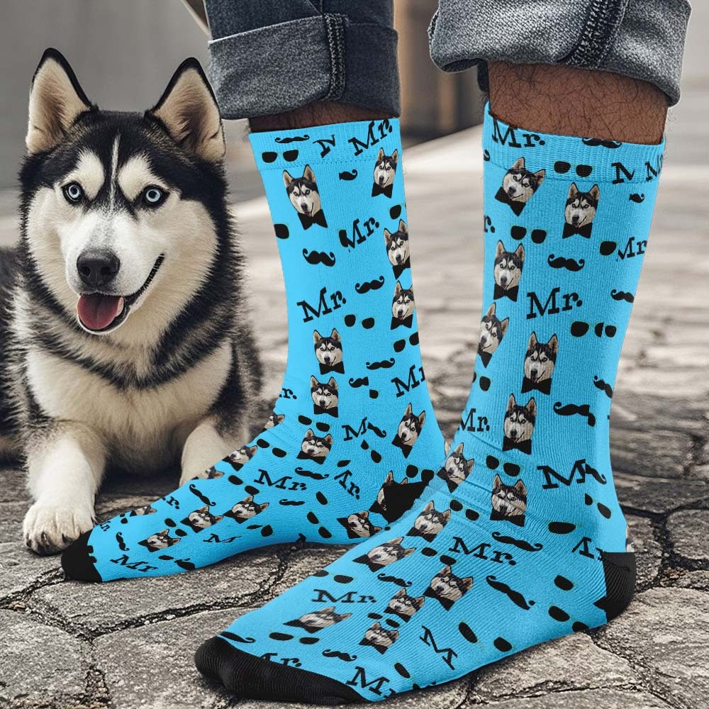 Custom Full Face Socks Mr Cute White Socks Personalized Photo Custom Design Best Gift Idea - myfacesockseu