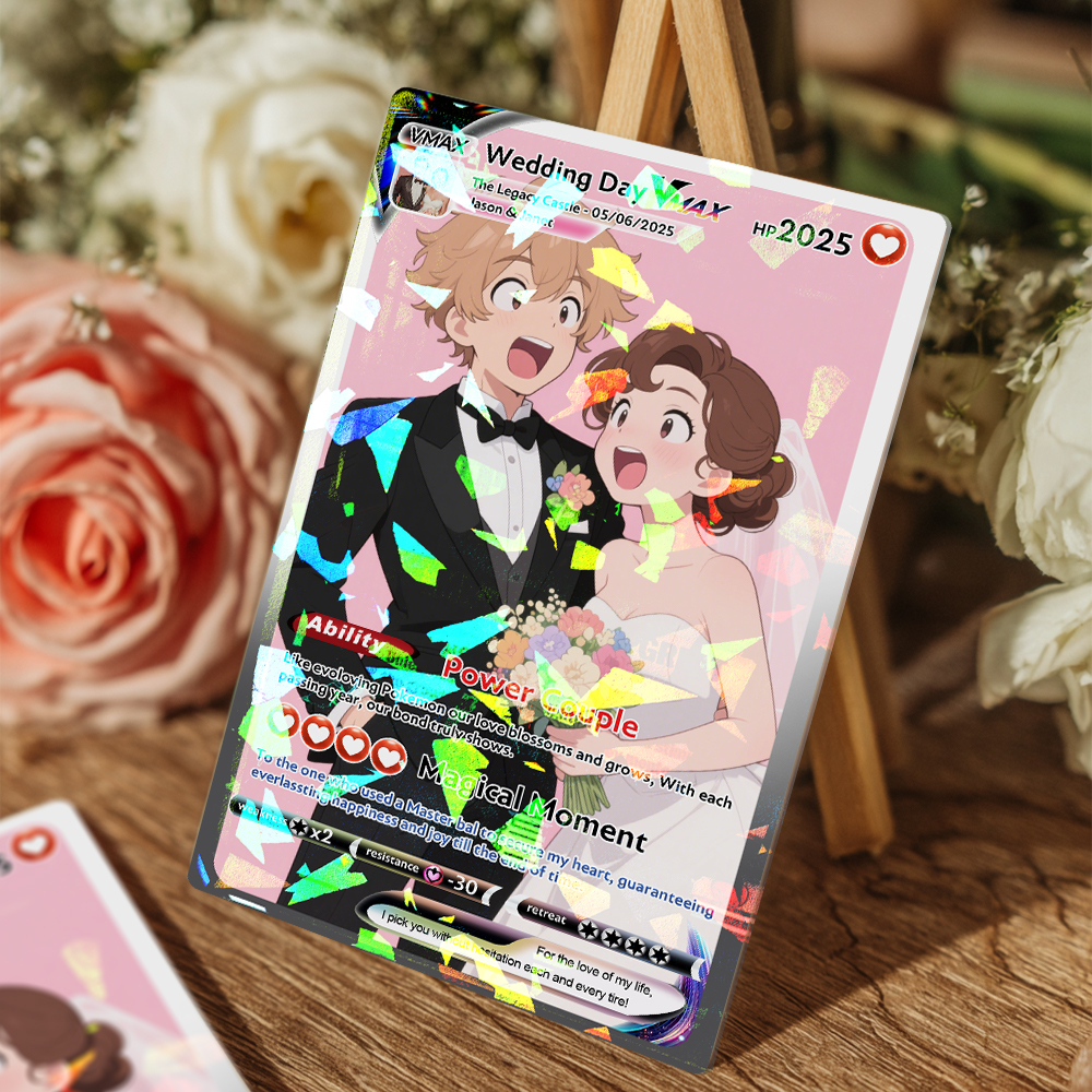 Personalized Poke Card Anime Acrylic Card for Couple Legendary Card Hologram Ornament Anniversary Gift - myfacesockseu