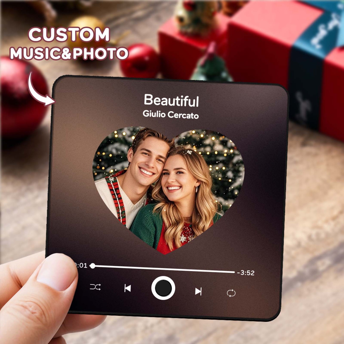 Custom Multi Photo Album Music Fridge Magnet  Photo and Text Music Fridge Personalized Phone Music Fridge Magnet Pro - MyFaceSocks