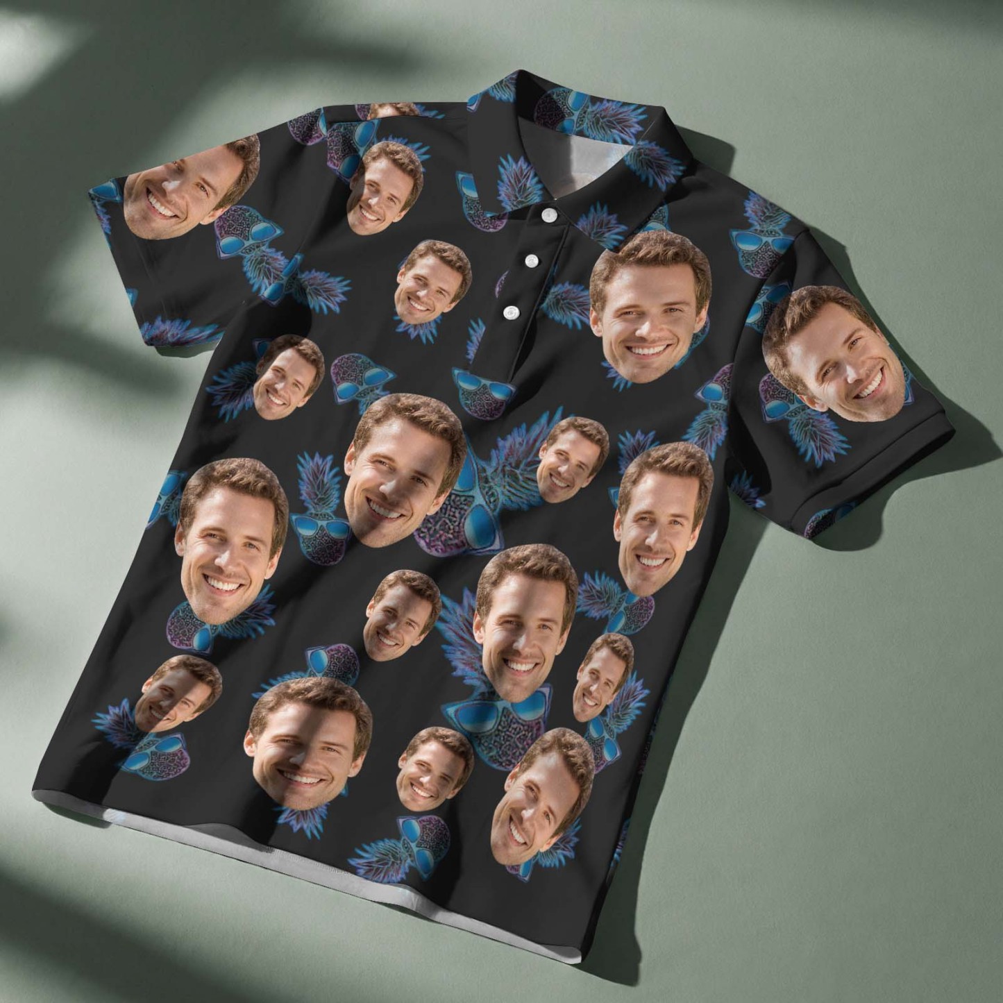 Custom Polo Shirt Best Dad Ever Personalized Face Pineapple Golf Graffiti Polo Shirt Men's Polo Shirt Gift - myfacesockseu