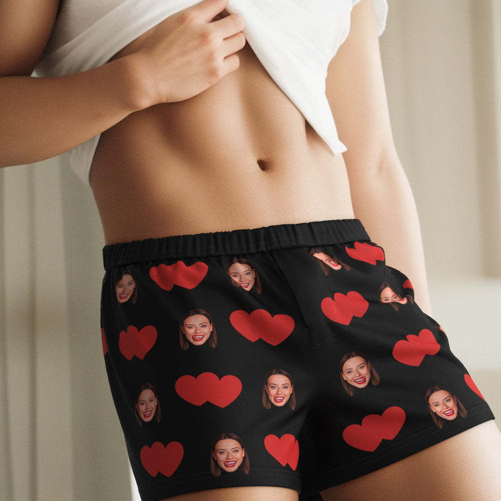 Custom Face Multicolor Boxer Shorts Red Heart Personalized Photo Underwear Gift for Him - MyFaceSocksEU