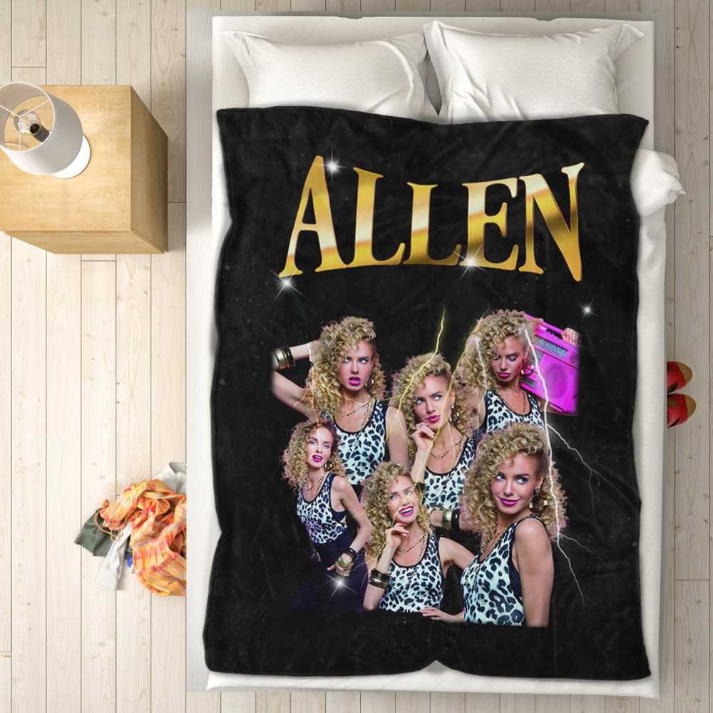 Personalized Photo Vintage Blanket Custom Mothers Day Gift for Mom with Family Photos and Names - myfacesockseu