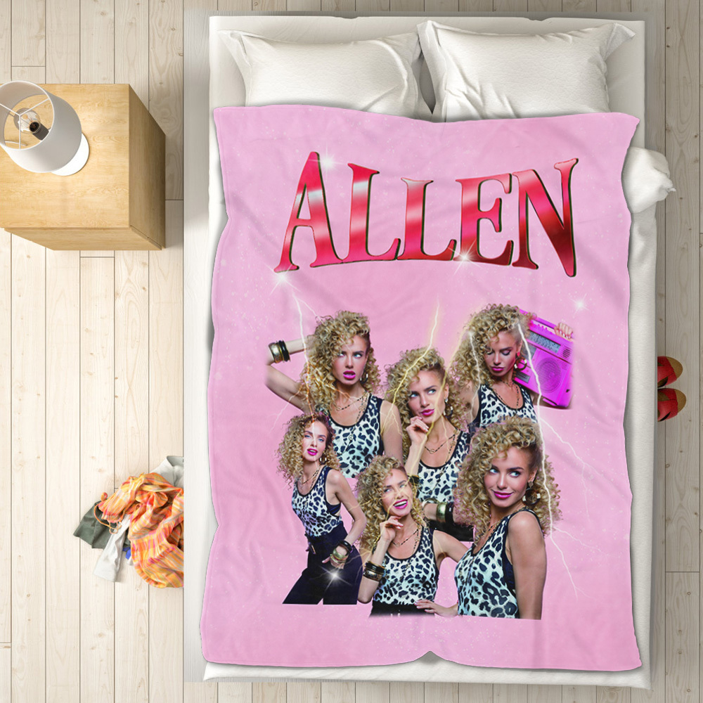 Personalized Photo Vintage Blanket Custom Mothers Day Gift for Mom with Family Photos and Names - myfacesockseu