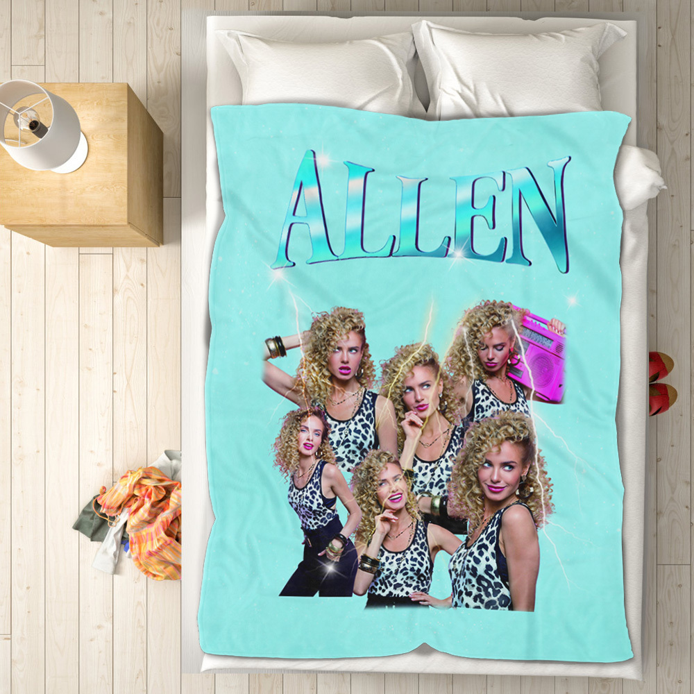 Personalized Photo Vintage Blanket Custom Mothers Day Gift for Mom with Family Photos and Names - myfacesockseu