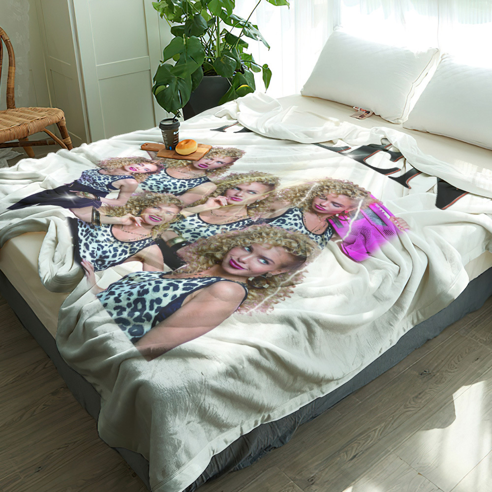 Personalized Photo Vintage Blanket Custom Mothers Day Gift for Mom with Family Photos and Names - myfacesockseu