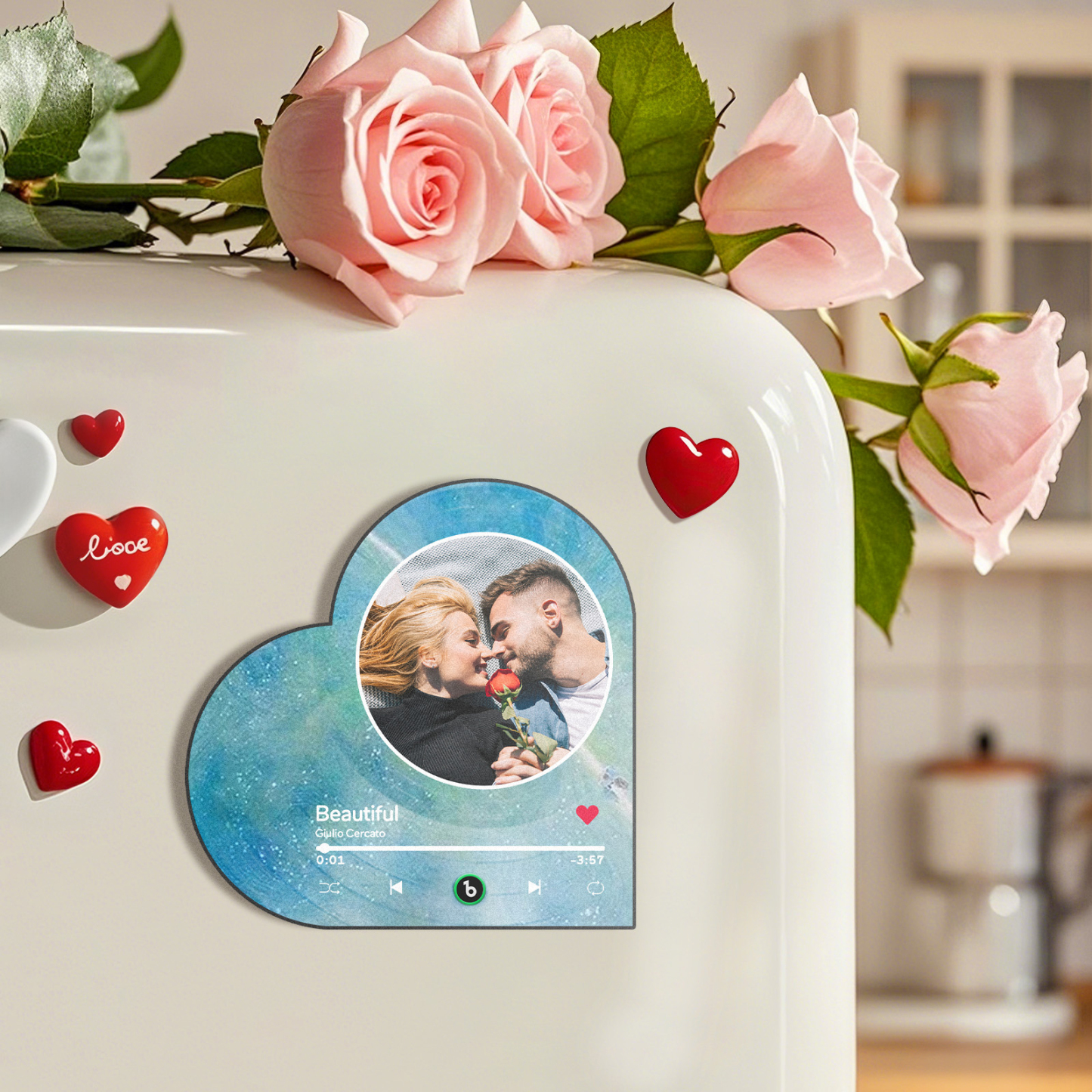 Custom Music Fridge Magnet Custom Heart Frame Album Fridge Magnet Music Wall Photo Sticker