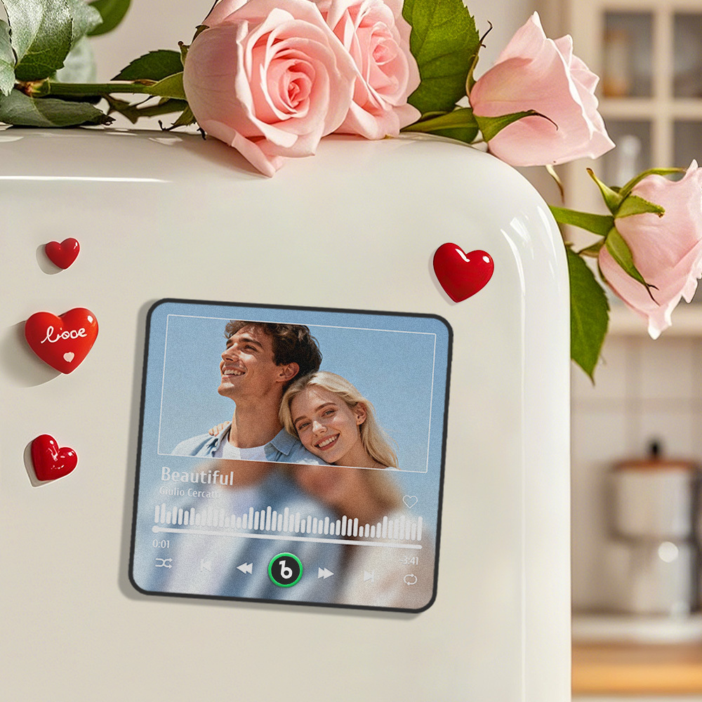 Valentine's Day Gifts Custom Music Fridge Magnet Music Album Fridge Magnet Photo Music Wall Photo Music Movement That Can Be Played Gift Idea - myfacesockseu
