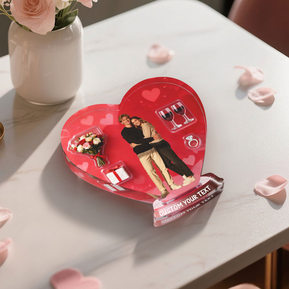 Custom Couple Photo Red Heart-shaped Ornament Personalized Photo and Text Ornament Valentine Gift - myfacesockseu