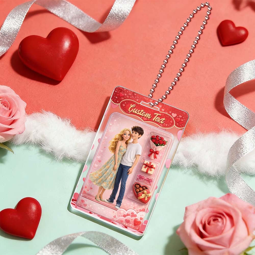 Valentine's Day Gifts Custom Acrylic Car Hanger Style Art Gift Personalized Acrylic Car Hanger Gift for Lover 2D Printed Flat Design - myfacesockseu