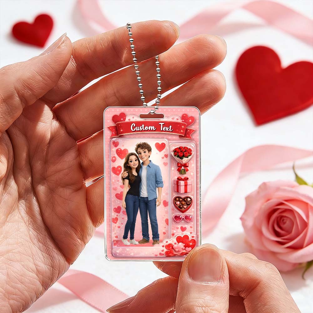 Valentine's Day Gifts Custom Acrylic Car Hanger Style Art Gift Personalized Acrylic Car Hanger Gift for Lover 2D Printed Flat Design - myfacesockseu