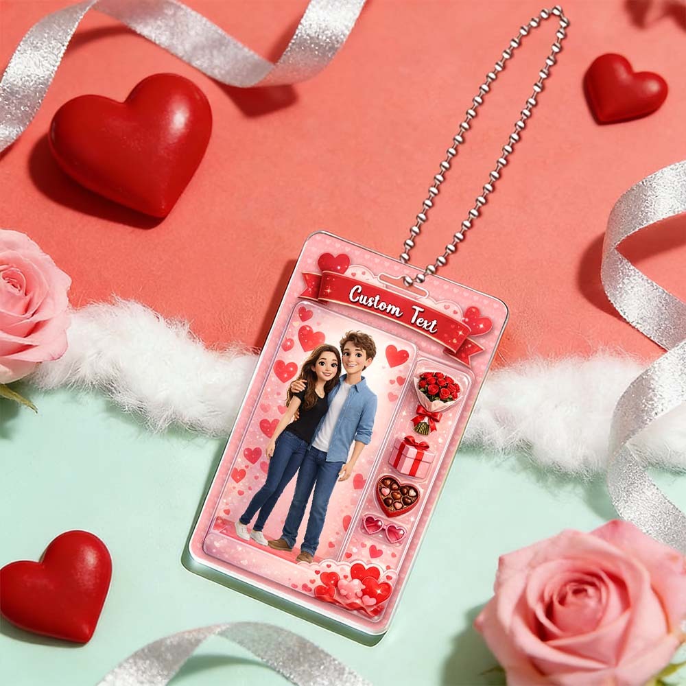 Valentine's Day Gifts Custom Acrylic Car Hanger Style Art Gift Personalized Acrylic Car Hanger Gift for Lover 2D Printed Flat Design - myfacesockseu