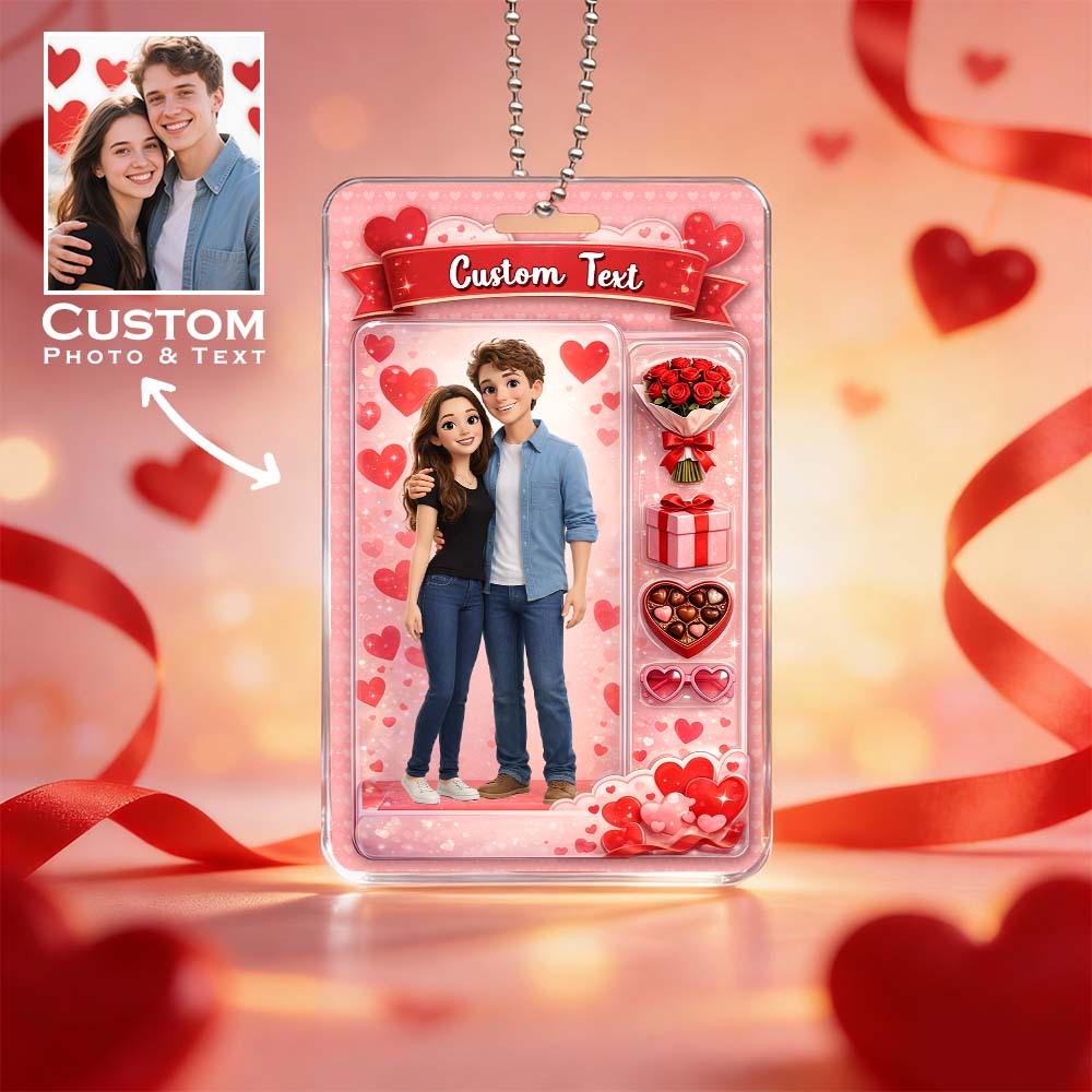 Valentine's Day Gifts Custom Acrylic Car Hanger Style Art Gift Personalized Acrylic Car Hanger Gift for Lover 2D Printed Flat Design - myfacesockseu