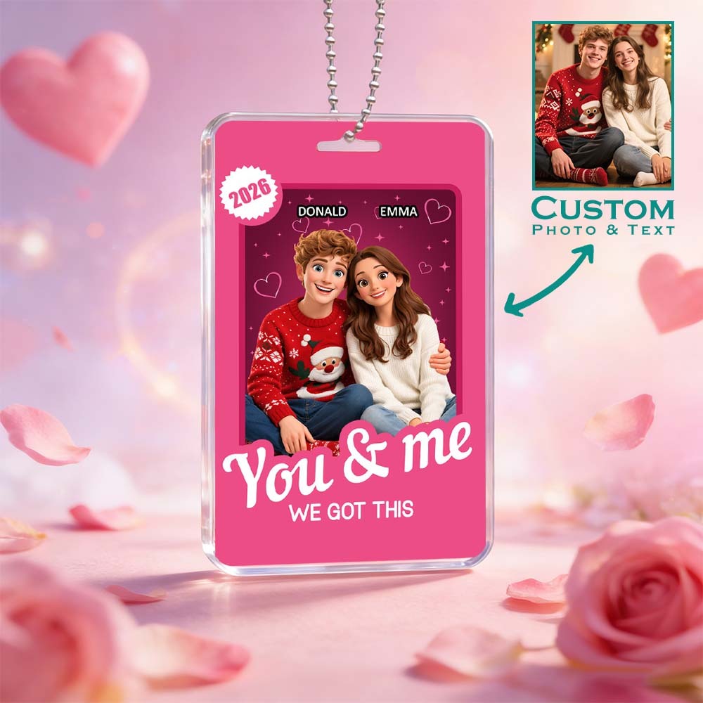 Valentine's Day Gifts Custom Acrylic Car Hanger Style Art Gift Personalized Acrylic Car Hanger Gift for Lover 2D Printed Flat Design - myfacesockseu