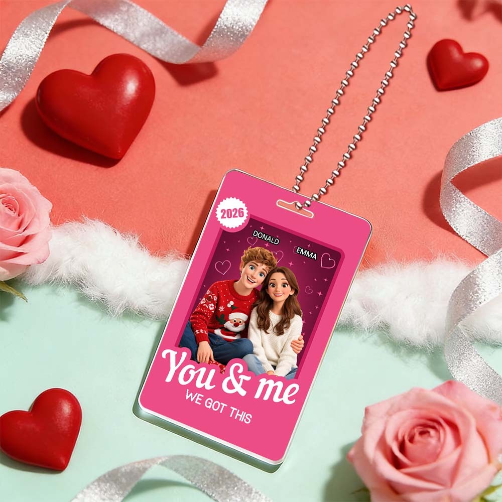 Valentine's Day Gifts Custom Acrylic Car Hanger Style Art Gift Personalized Acrylic Car Hanger Gift for Lover 2D Printed Flat Design - myfacesockseu