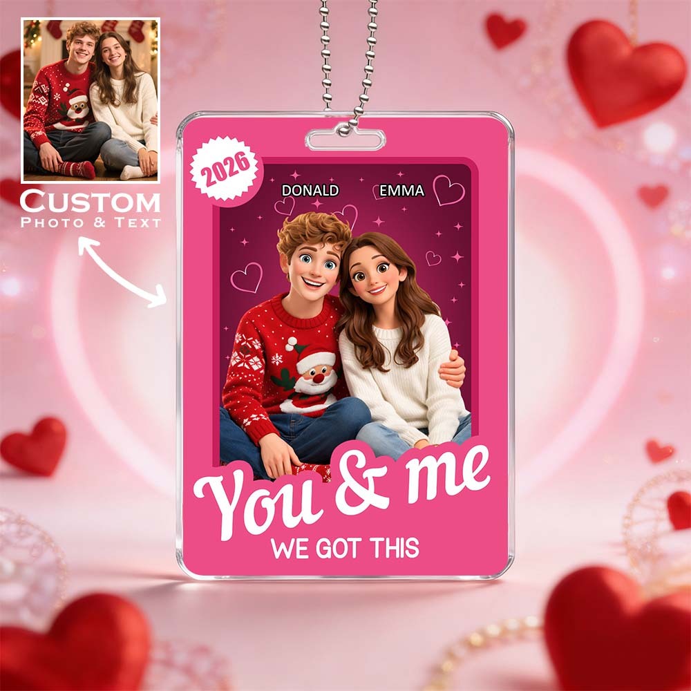 Valentine's Day Gifts Custom Acrylic Car Hanger Style Art Gift Personalized Acrylic Car Hanger Gift for Lover 2D Printed Flat Design - myfacesockseu