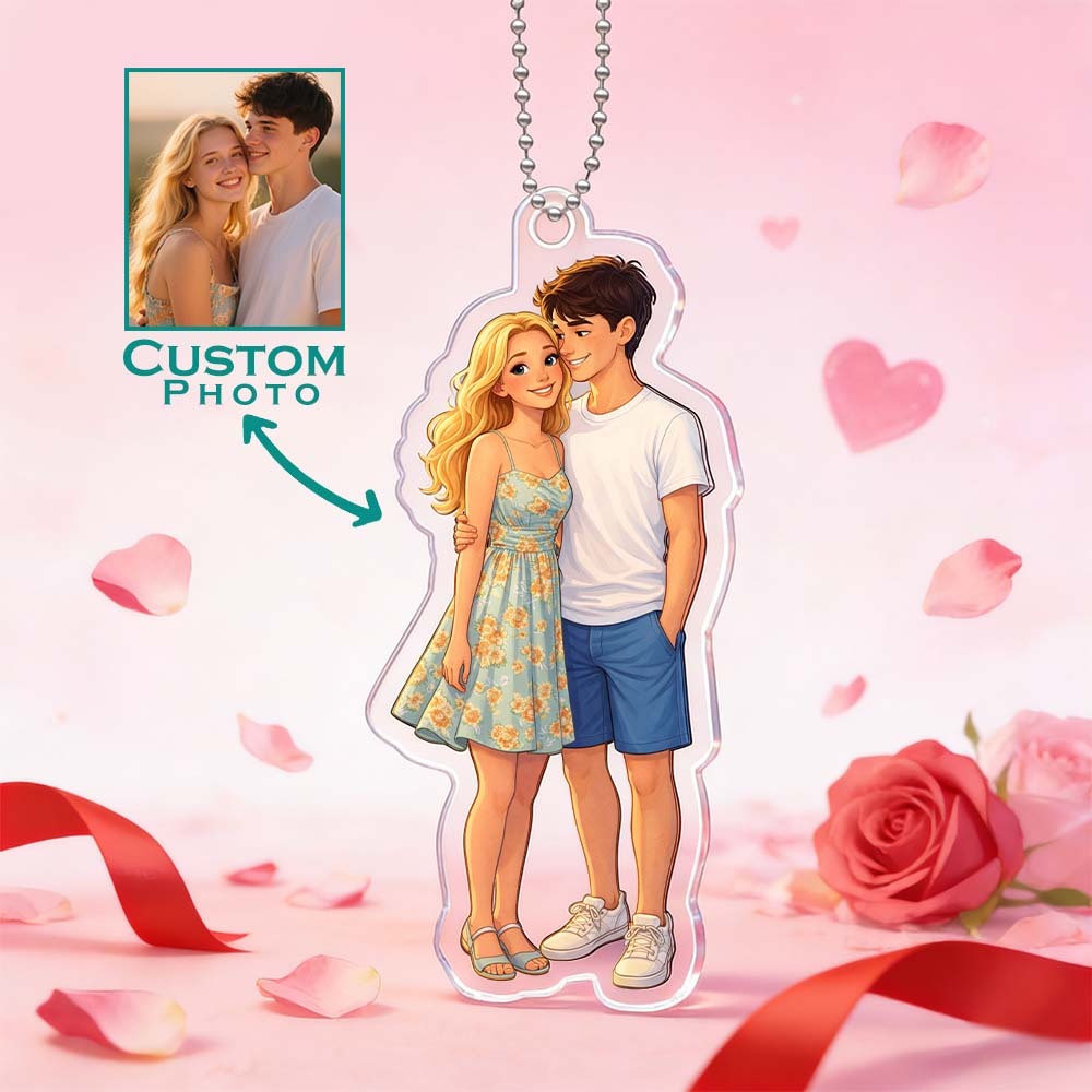 Valentine's Day Gifts Custom Anime Photo Keychain Personalized Acrylic Cartoon Keychain Photo Bag Charm Unique Keepsake Gift For Lover Girlfriend - myfacesockseu