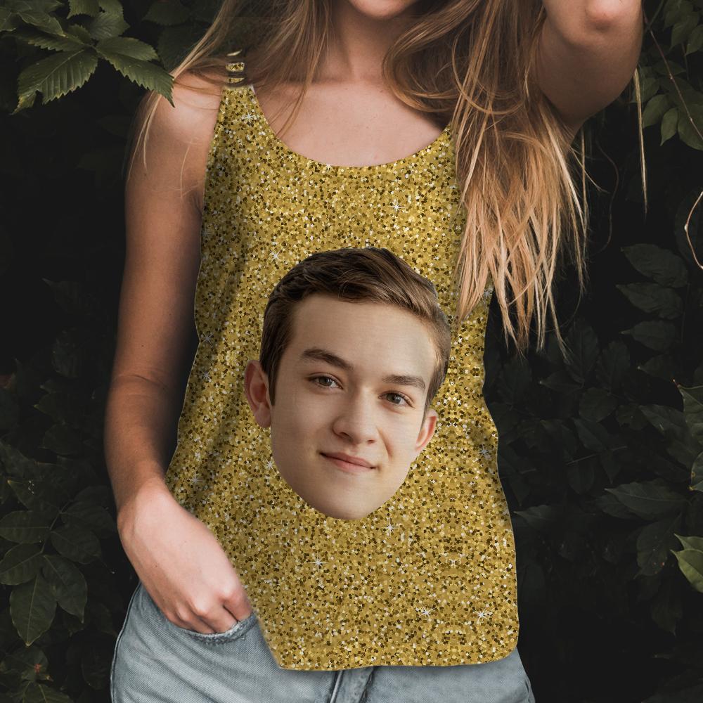 Custom Face Tank Top Golden Light - MyFaceSocksEU