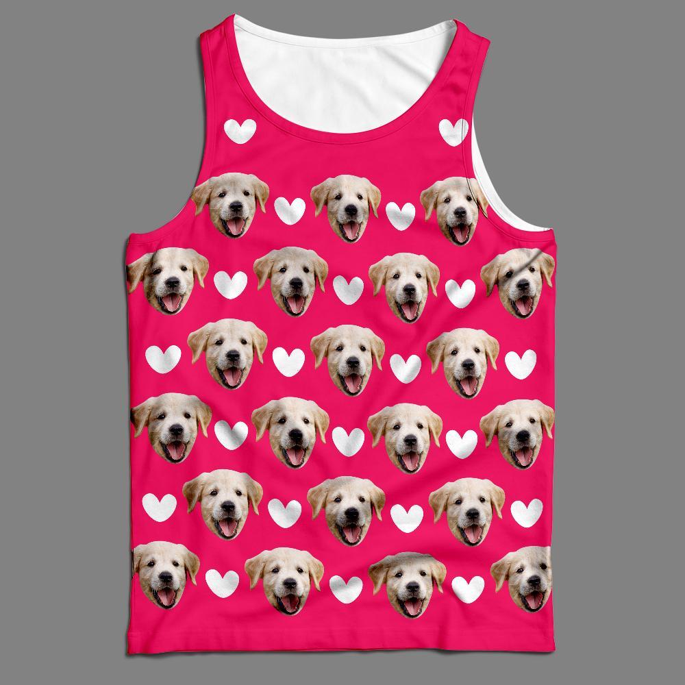 Custom Face Tank Top Lovely Heart Dog - MyFaceSocksEU