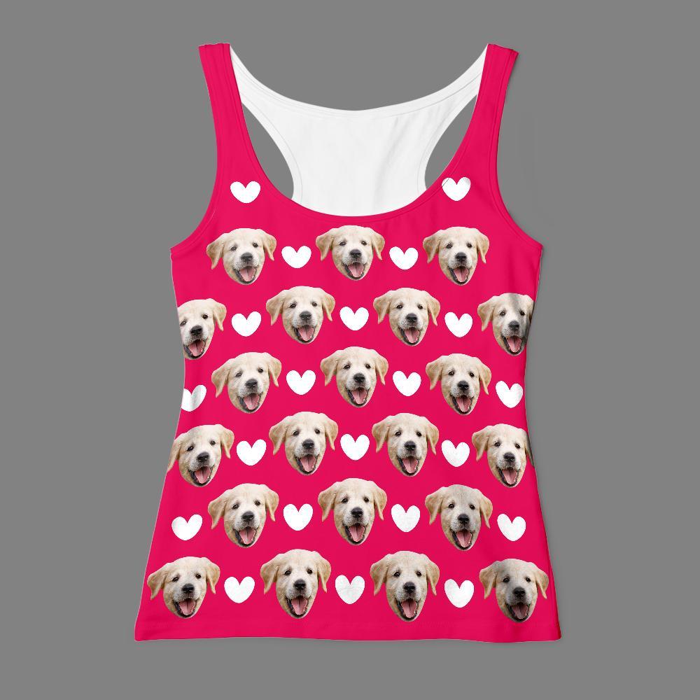 Custom Face Tank Top Lovely Heart Dog - MyFaceSocksEU