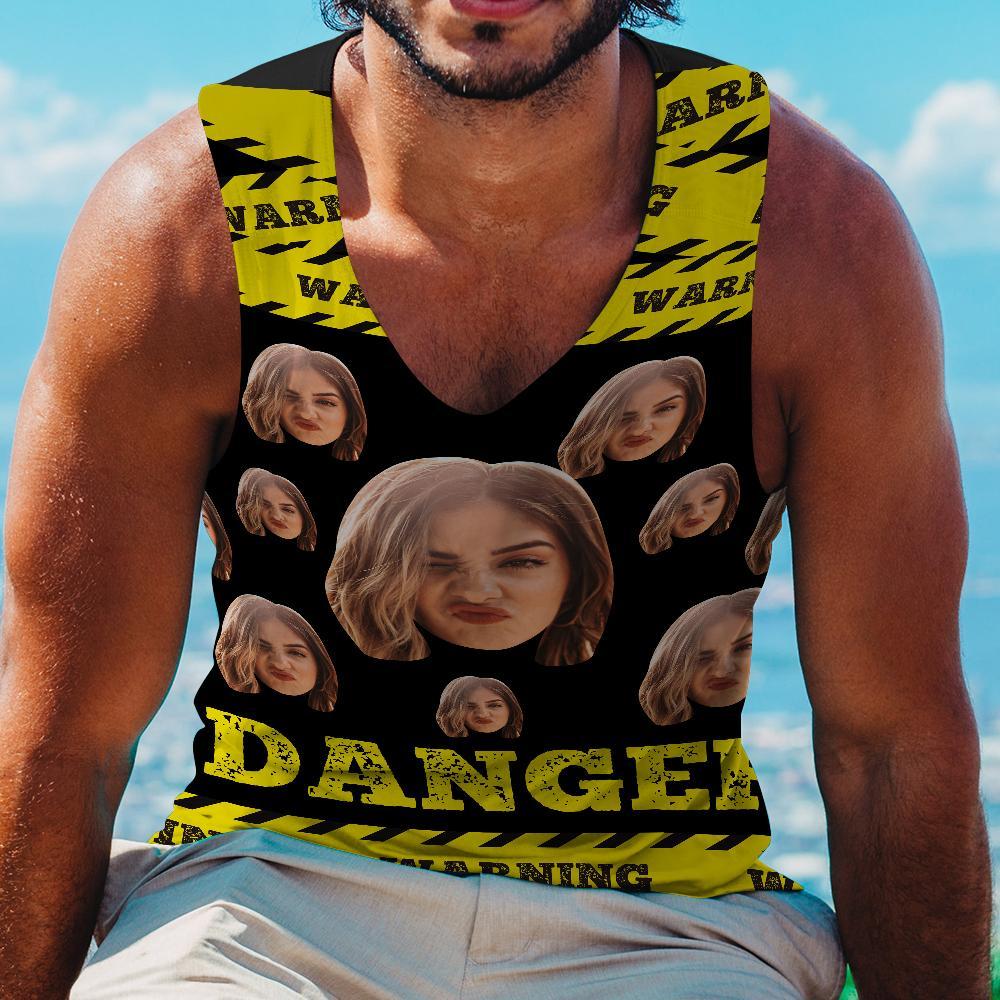 Custom Face Tank Top Danger - MyFaceSocksEU