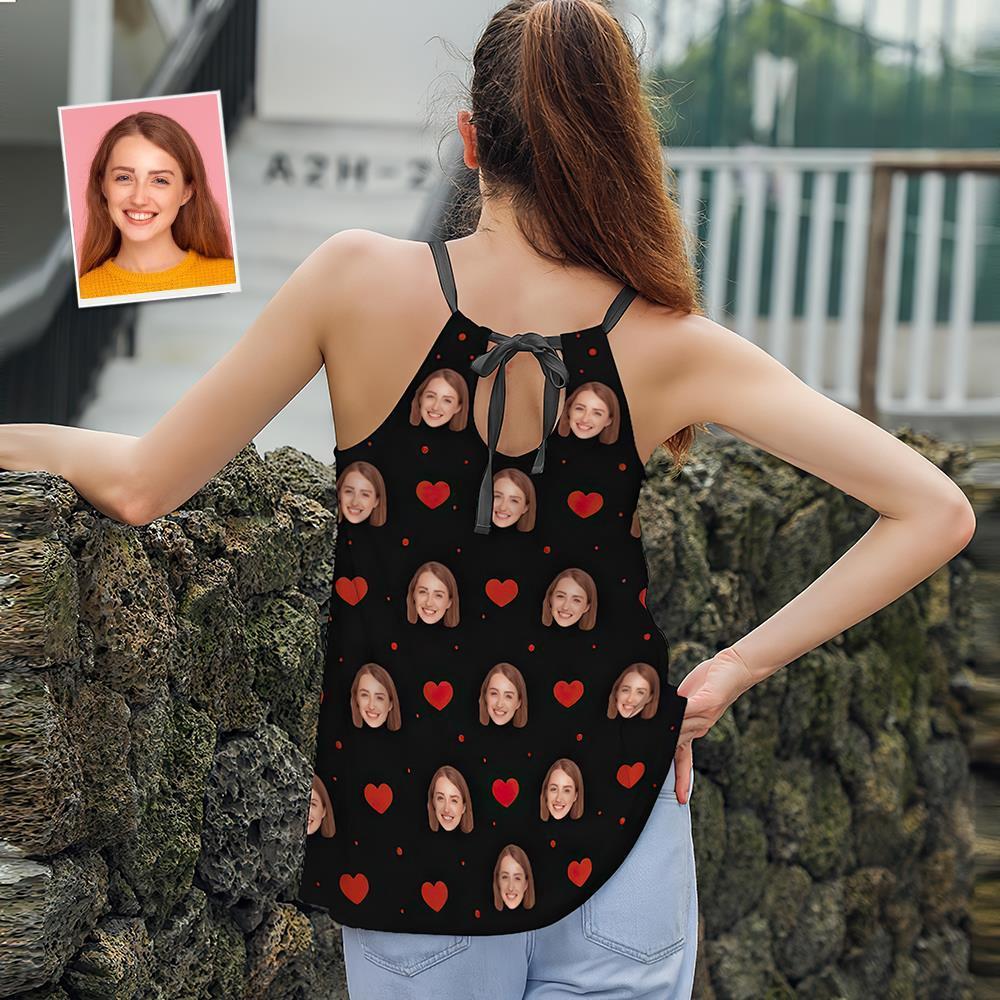 Custom Face Women's Strappy Camisoles Summer Sexy Loose Cute Tanks Tops - Heart - MyFaceSocksEU