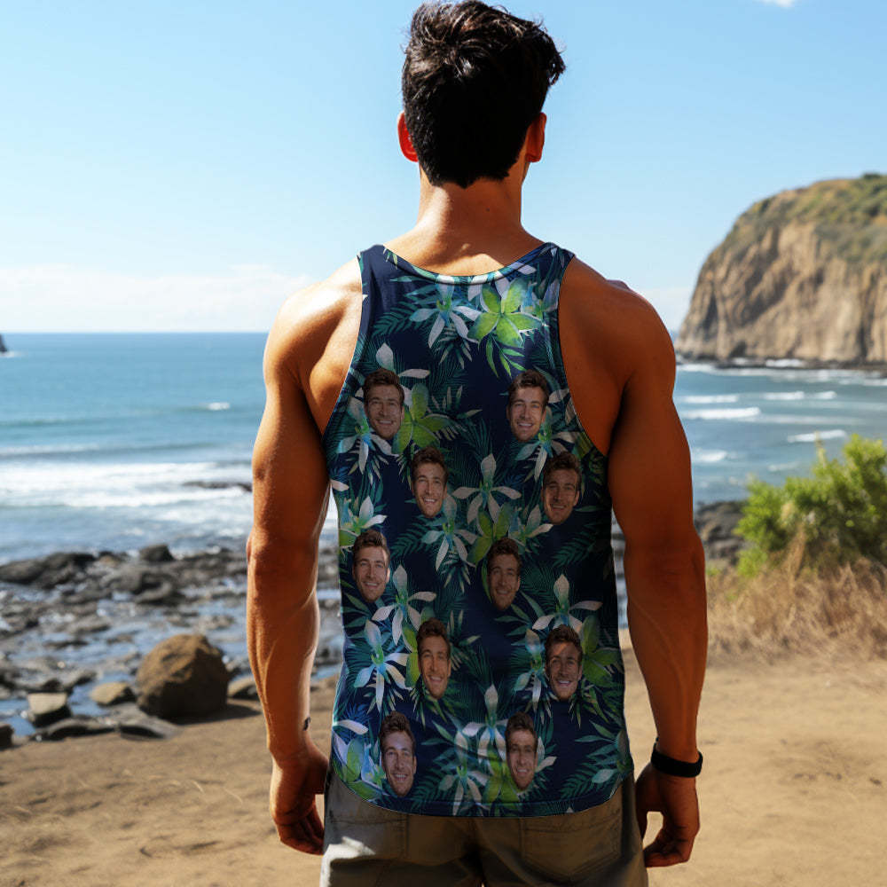 Custom Face Tank Tops Men's Sleeveless Shirt Leaves Petal - MyFaceSocksEU
