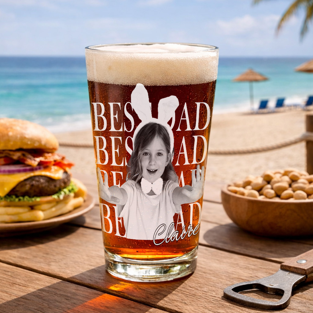 Custom Photo Dad Beer Glass, Fathers Day Gift For Dad, Funny Dad Gifts With Kids Photo, Best Dad Ever Gift, Dad Gifts, Gift For Husband - myfacesockseu