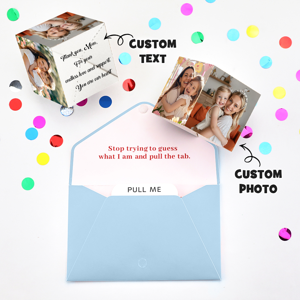 Personalized Surprise Confetti Card Fathers Day  Exploding Box Card Custom Photo 3D Pop-Up Greeting Card - myfacesockseu