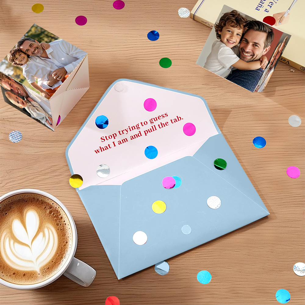 Personalized Surprise Confetti Card Fathers Day  Exploding Box Card Custom Photo 3D Pop-Up Greeting Card - myfacesockseu