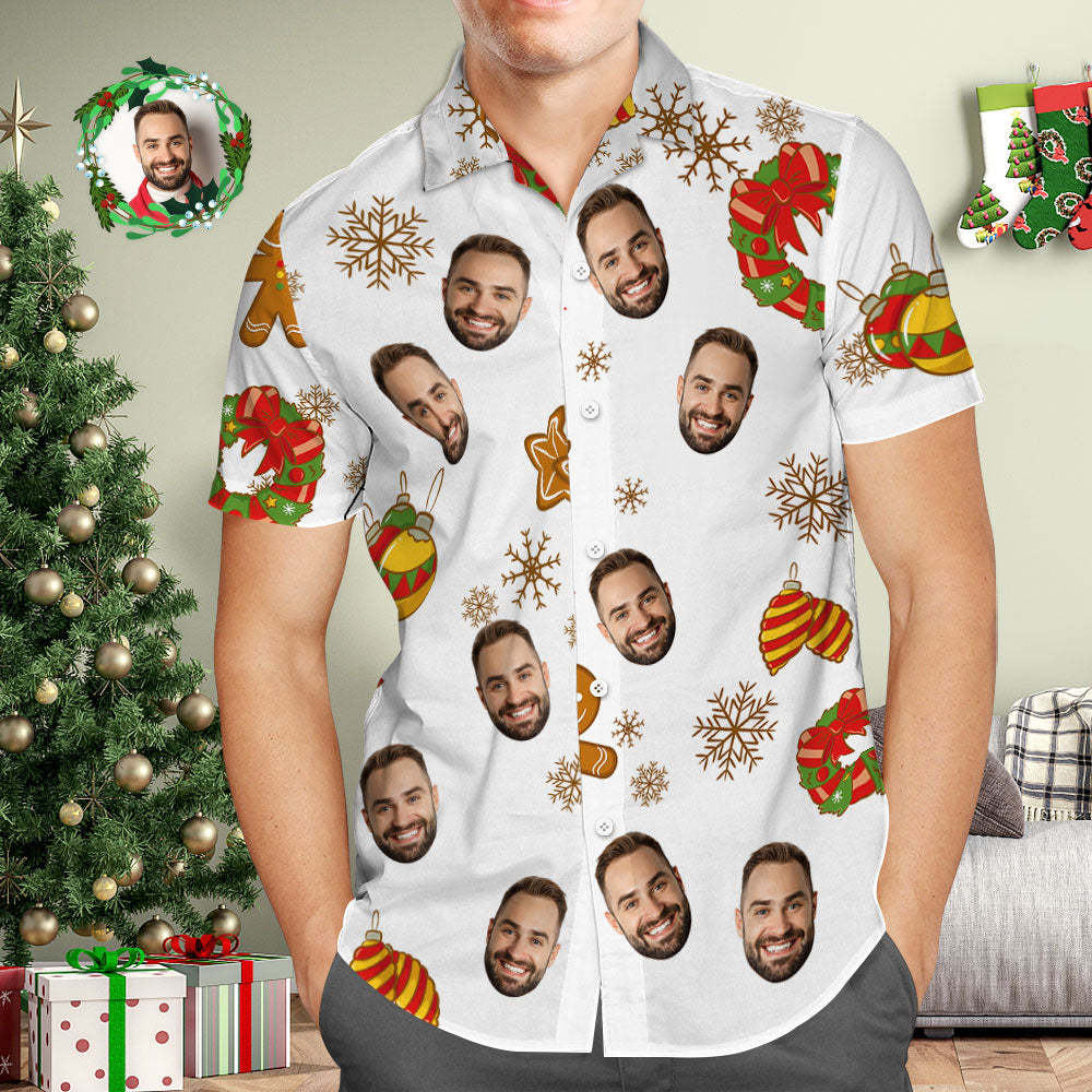 Custom Face Hawaiian Shirt White Hawaiian Shirts Christmas Gift for Him - MyFaceSocksEU