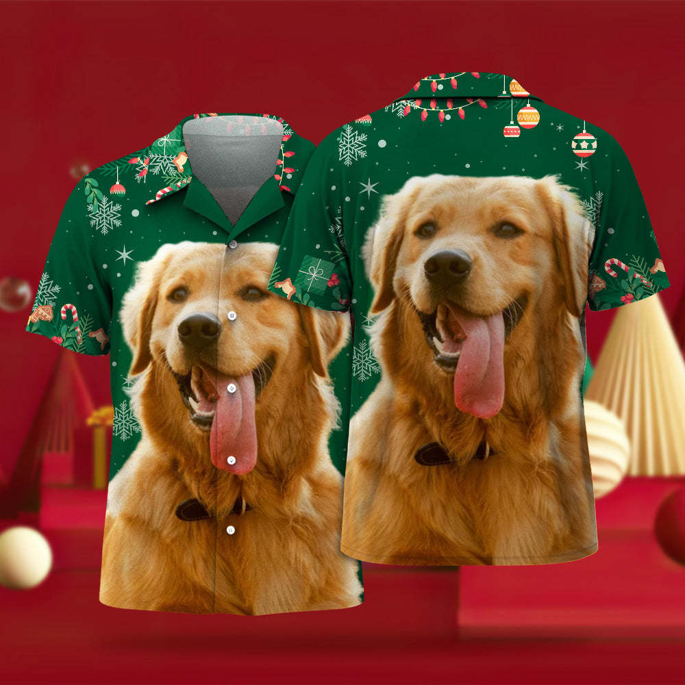 Custom Face Hawaiian Shirts Personalized Photo Gift Men's Christmas Shirts Gift for Pet Lovers - MyFaceSocksEU