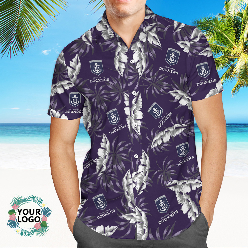Custom Logo Hawaiian Shirts Colorful Leaves Aloha Beach Shirts - myfacesockseu