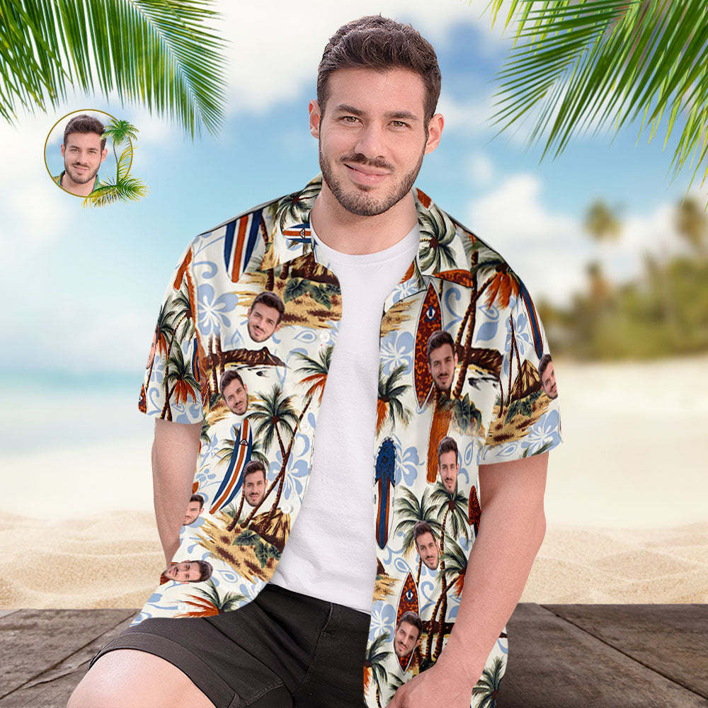 Custom Face Hawaiian Shirt Retro Style Hawaii Shirt For Men - myfacesockseu