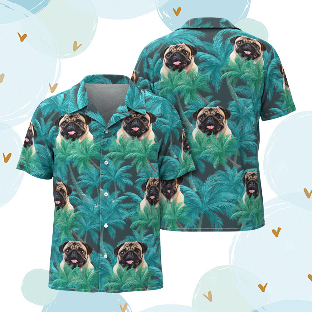 Custom Men Hawaiian Shirts Pet Face Colorful Flower Hawaiian Shirt Gift for Pet Lover - myfacesockseu