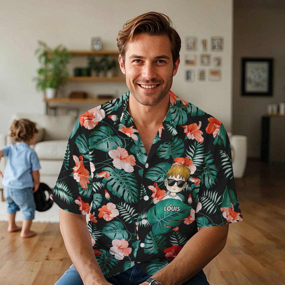 Personalized Cartoon Hawaiian Shirt Best Dad Papa Ever Birthday Loving Gift For Father Grandpa Grandfather Custom Name Hawaiian Shirt - myfacesockseu