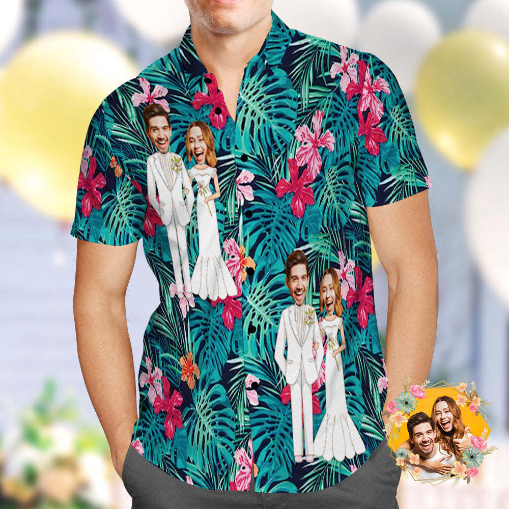 Custom Hawaiian Shirt Personalized Wedding Hawaiian Flower Shirt Best Wedding Gift - MyFaceSocksEU