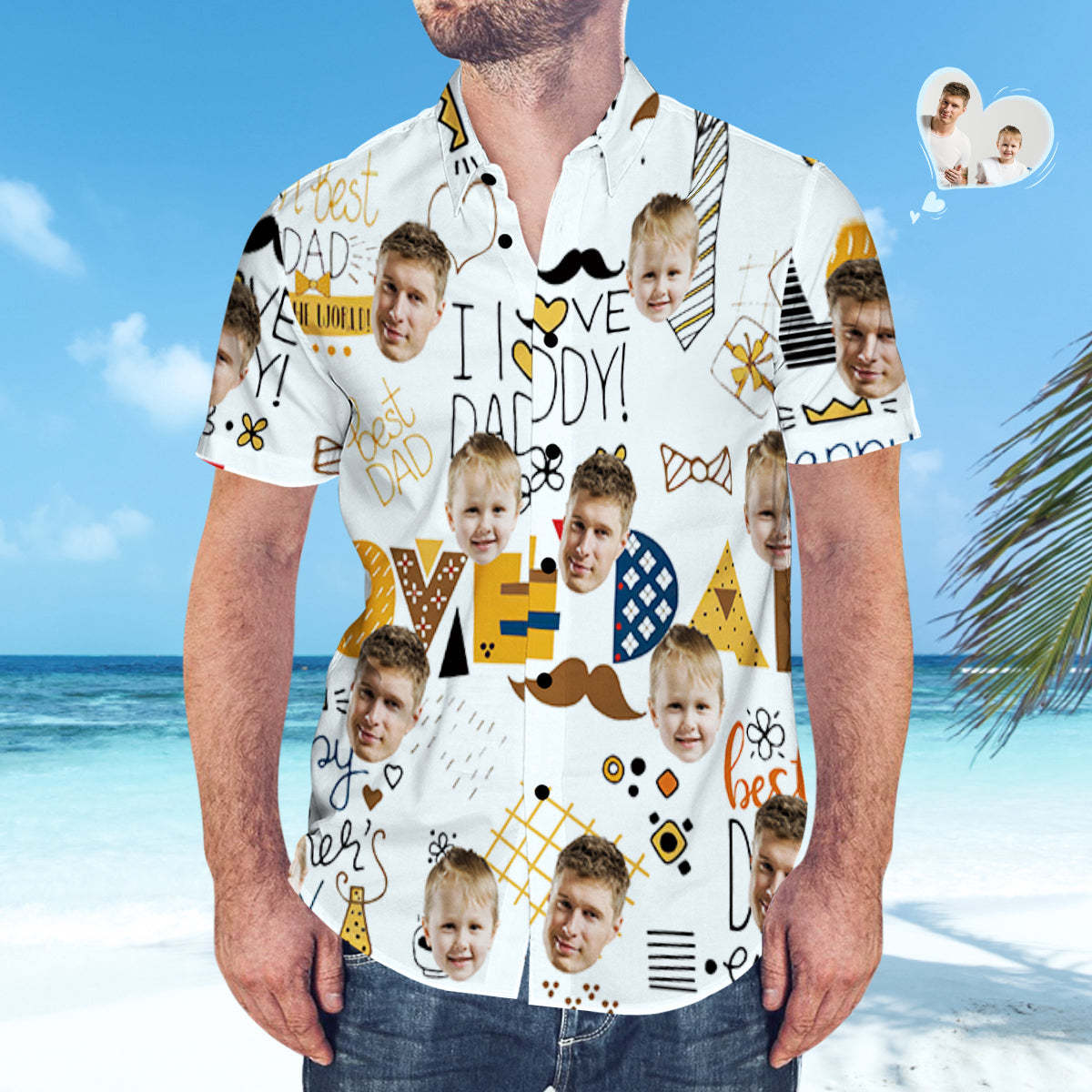 Custom Face Hawaiian Shirt Matching Father's Day Shirt Father's Day Gift - Best Dad - MyFaceSocksEU