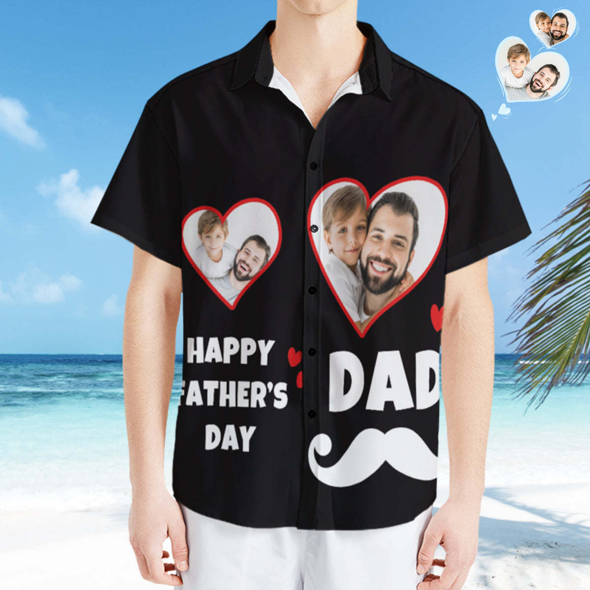 Custom Photo Hawaiian Shirt Personalised Father and Son Hawaiian Shirt Gift Father's Day Gift - MyFaceSocksEU